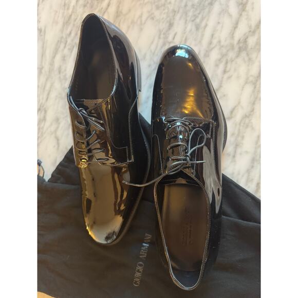 Giorgio Armani Black Patent-leather Derby shoes - Picture 1 of 8